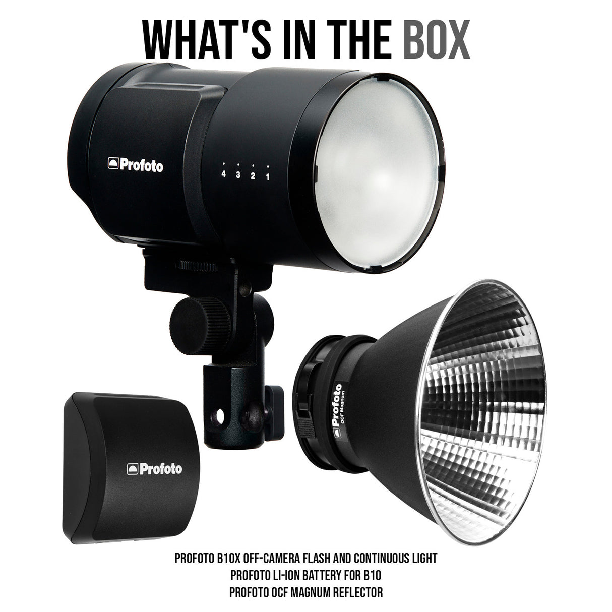 Profoto B10X Off-Camera Flash and Continuous Light with OCF Magnum Reflector and Battery Bundle
