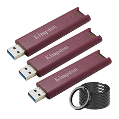 Kingston DataTraveler Max Type-A 256GB USB Flash Drive (3-Pack) with Steel Keyrings (10-Pack) Bundle