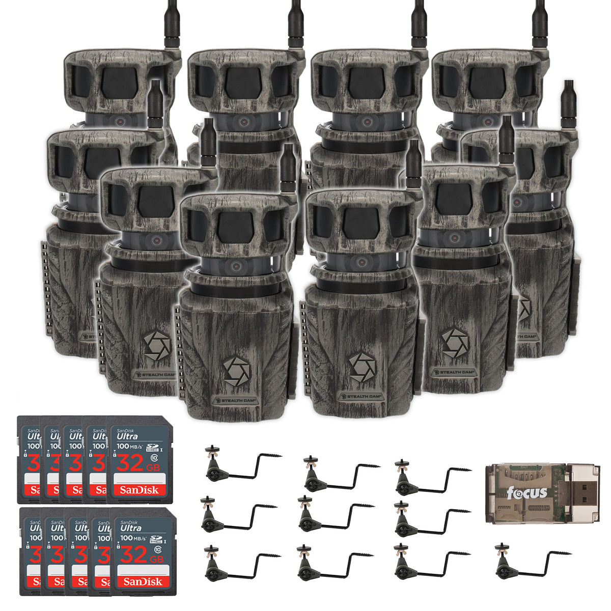 Stealth Cam Revolver 36MP 360-Degree Cellular Trail Camera with Threaded Mount (10-Pack) Bundle