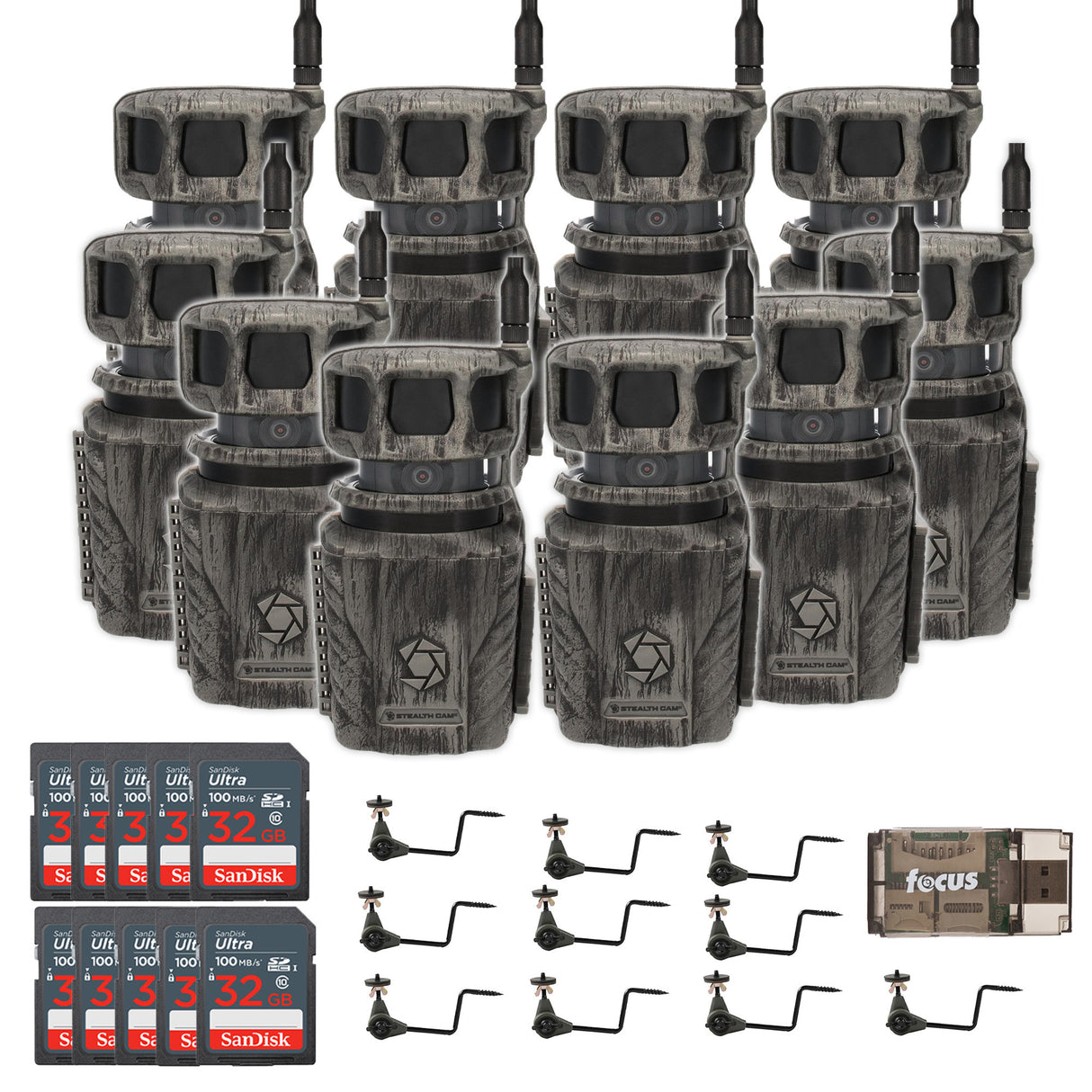 Stealth Cam Revolver 36MP 360-Degree Cellular Trail Camera with Threaded Mount (10-Pack) Bundle