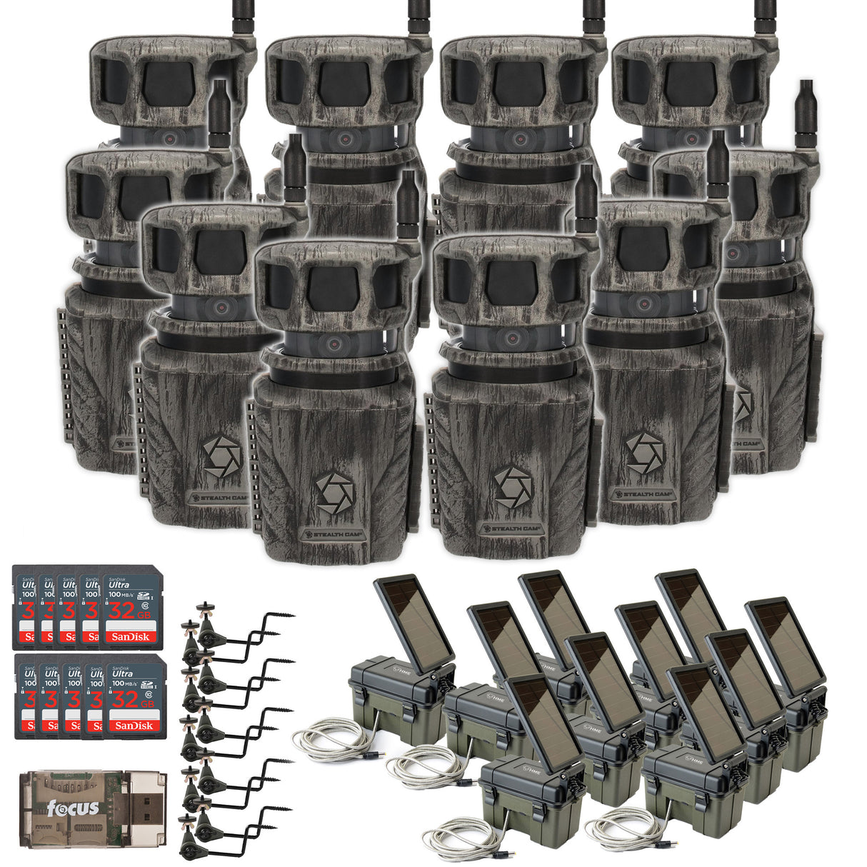 Stealth Cam Revolver 36MP 360-Degree Cellular Trail Camera with Threaded Mount (10-Pack) Bundle