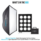 Westcott Rapid Box Switch Rectangular 3x4 Feet Softbox with Adjustable Corner System Mods Bundle