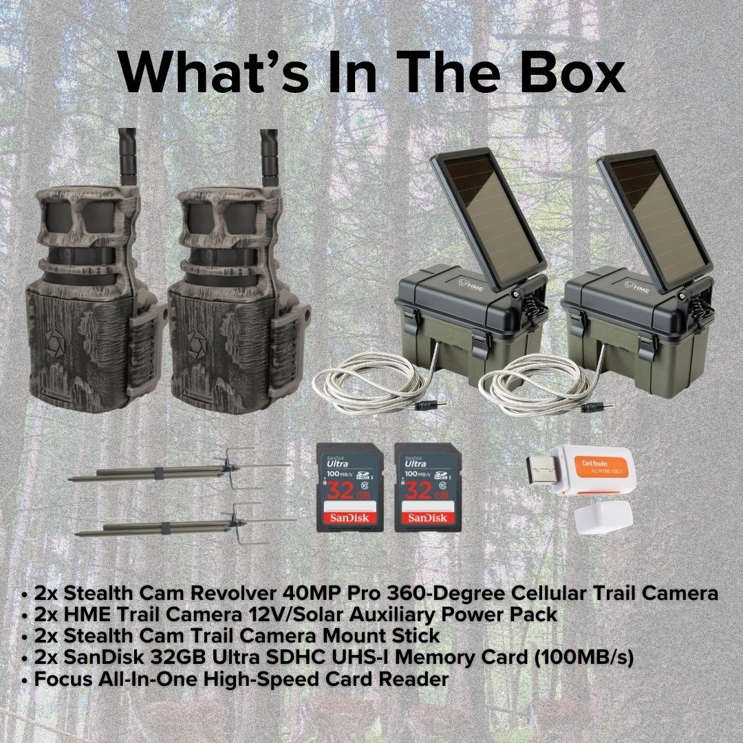 Stealth Cam Revolver 40MP Pro 360-Degree Cellular Trail Camera with Threaded Mount 2-Pack Bundle