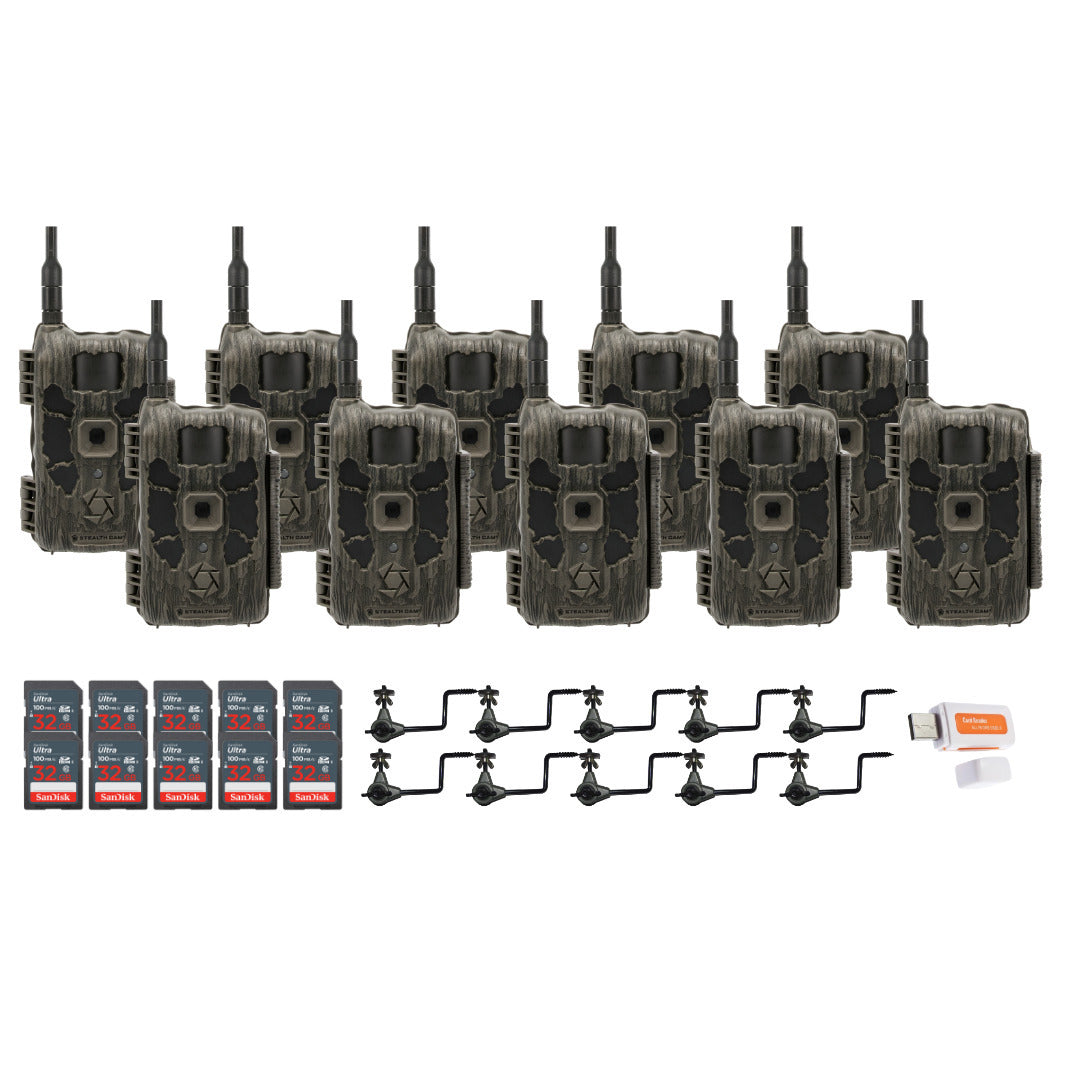 Stealth Cam 40MP Deceptor Max Cellular Trail Camera (10-Pack) with 32GB Memory Card (10-Pack) Bundle
