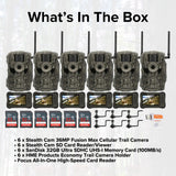 Stealth Cam 36MP Fusion Max Cellular Trail Camera with SD Card Viewer Bundle (6-Pack)