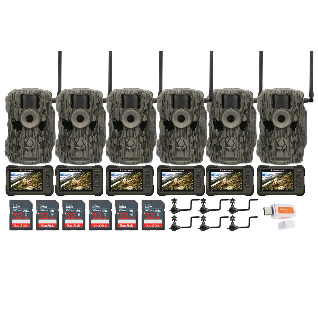 Stealth Cam 36MP Fusion Max Cellular Trail Camera with SD Card Viewer Bundle (6-Pack)