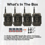 Stealth Cam 40MP Deceptor Max Cellular Trail Camera (4-Pack) with 32GB Memory Card (4-Pack) Bundle