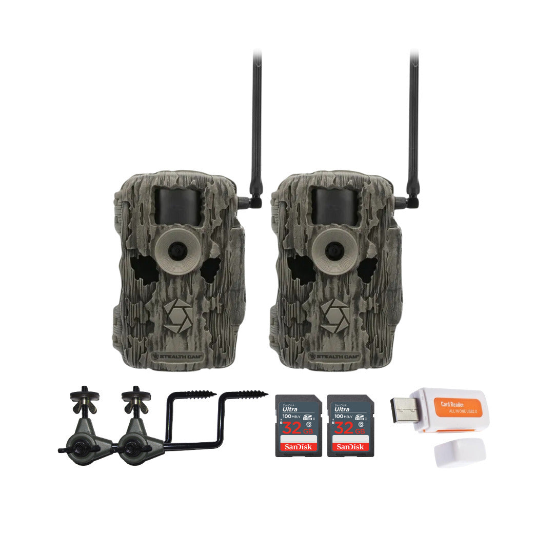 Stealth Cam 36MP Fusion Max Cellular Trail Cameraç with Camera Holder Bundle (2-Pack)