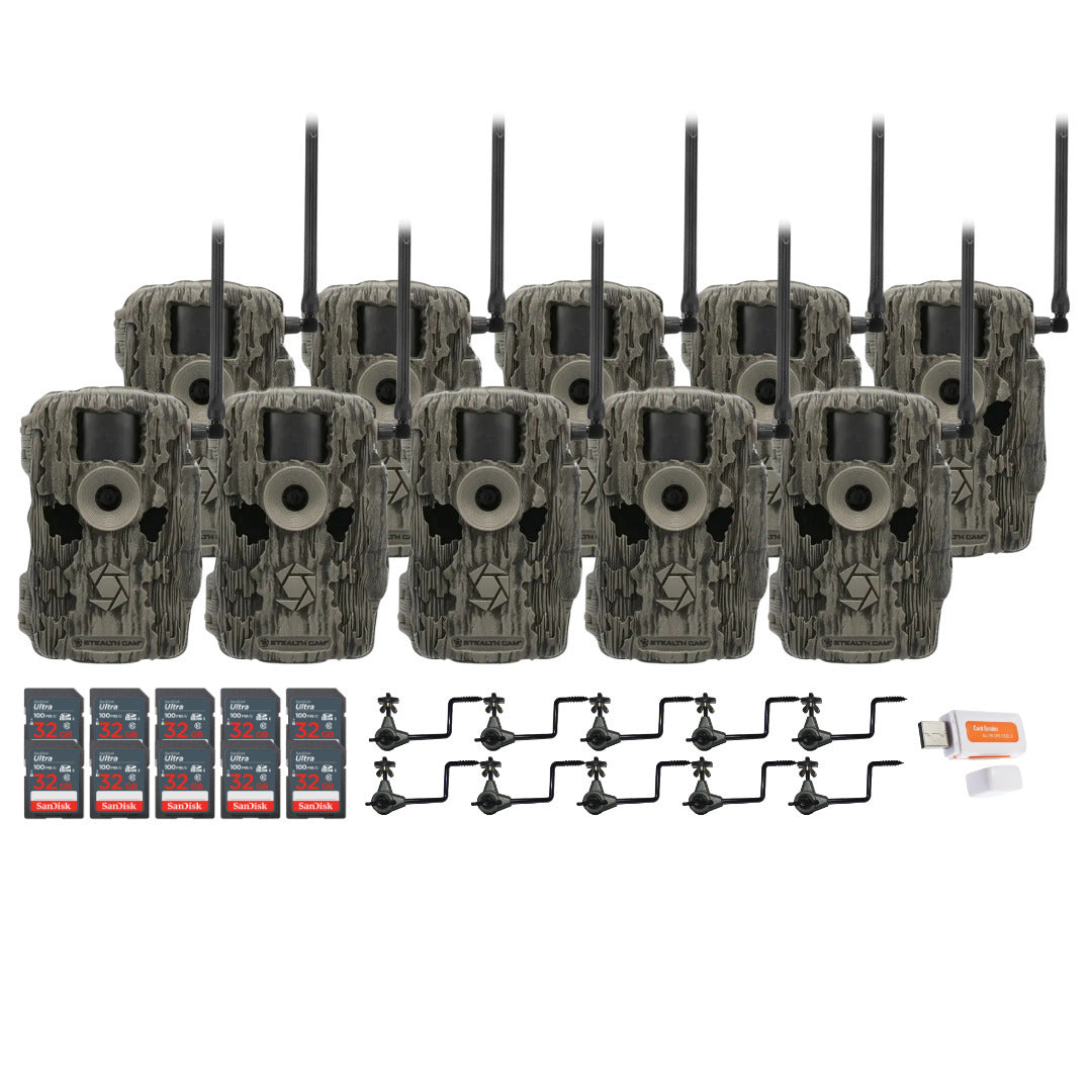 Stealth Cam 36MP Fusion Max Cellular Trail Camera (10-Pack) with Camera Holder (10-Pack) Bundle