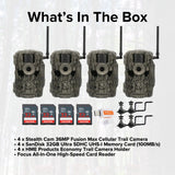 Stealth Cam 36MP Fusion Max Cellular Trail Camera (4-Pack) with Camera Holder (4-Pack) Bundle