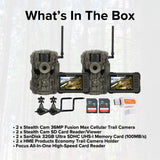 Stealth Cam 36MP Fusion Max Cellular Trail Camera (2-Pack) with SD Card Viewer (2-Pack) Bundle