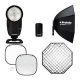 Profoto A10 Nikon On-Camera Flash Light with Clic Softbox Octa 2-Feet and Clic Softgrid Octa Bundle