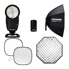Profoto A10 Nikon On-Camera Flash Light with Clic Softbox Octa 2-Feet and Clic Softgrid Octa Bundle