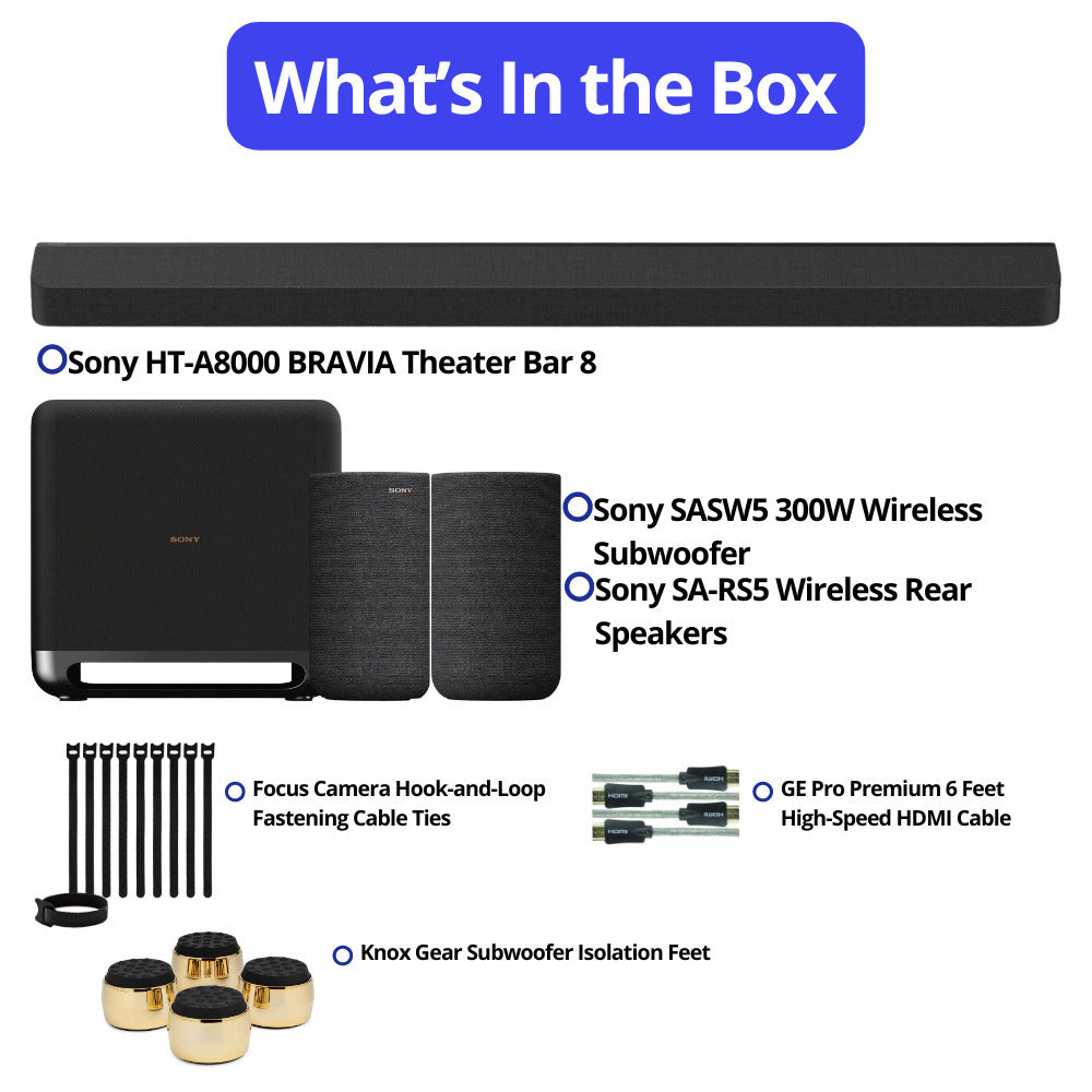 Sony HT-A8000 BRAVIA Theater Bar 8 with Dolby Atmos and 360 Spatial Sound Mapping (Black) Bundle