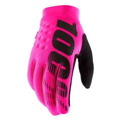 100 Percent Brisker Moto and MTB Medium Size Neon Pink Glove with Neoprene Cuff
