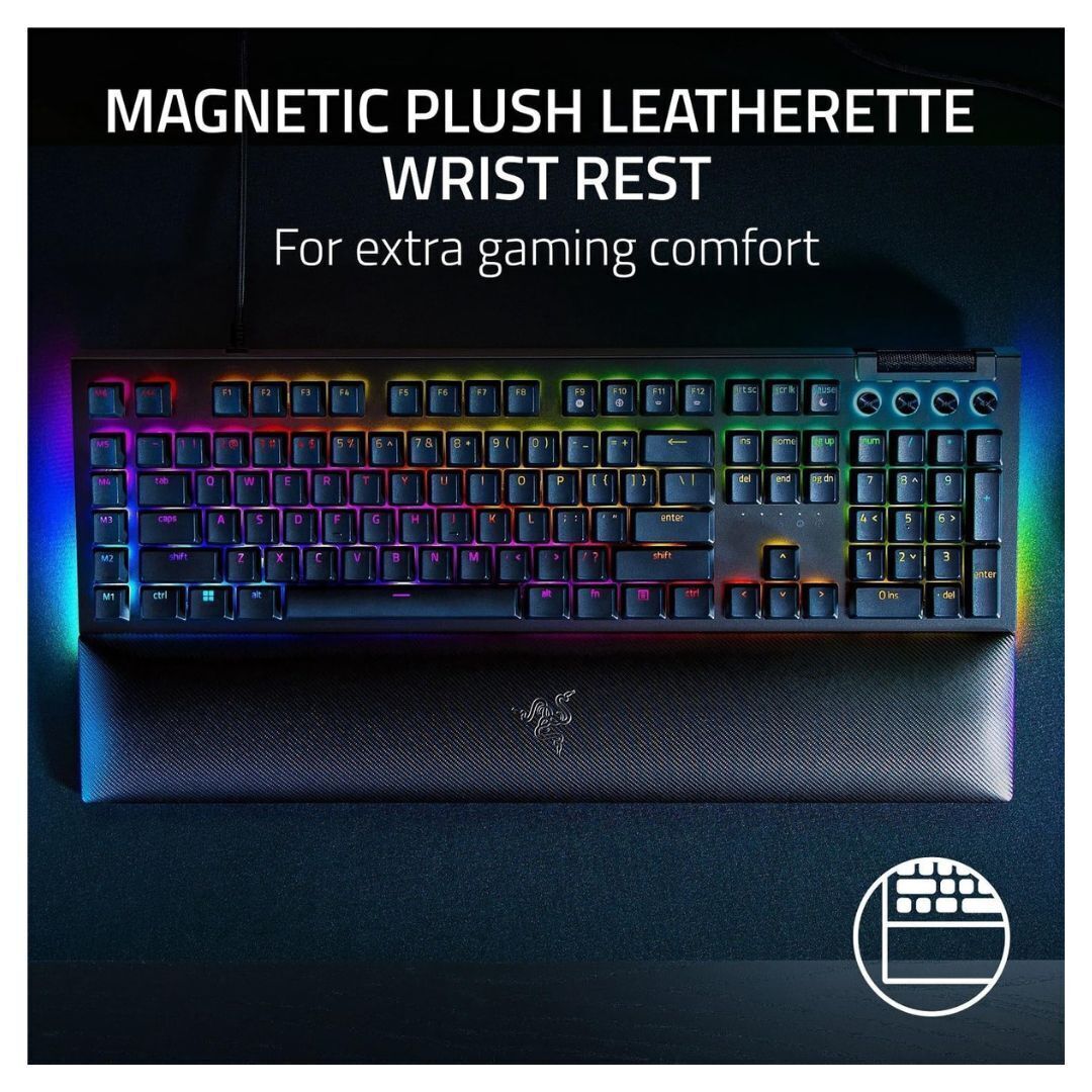 Razer BlackWidow V4 Green Switch RZ03-04690200 Gaming Keyboard with 104 Keys (Black, Refurbished)