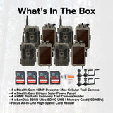Stealth Cam 40MP Deceptor Max Cellular Trail Camera with 0.4-Second Trigger Speed (4-Pack) Bundle
