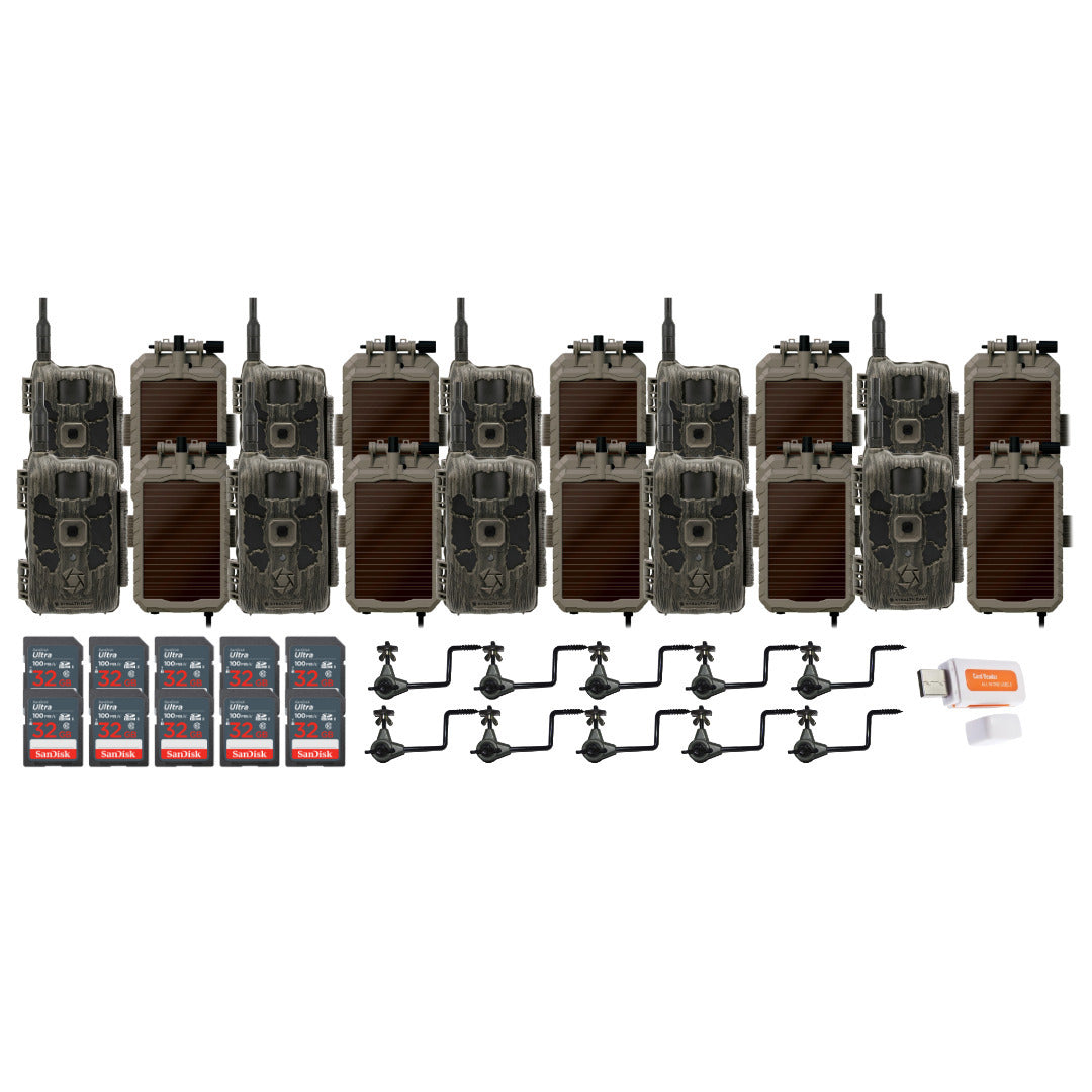 Stealth Cam 40MP Deceptor Max Cellular Trail Camera (10-Pack) with 10x Solar Power Panel Bundle