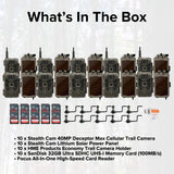 Stealth Cam 40MP Deceptor Max Cellular Trail Camera (10-Pack) with 10x Solar Power Panel Bundle