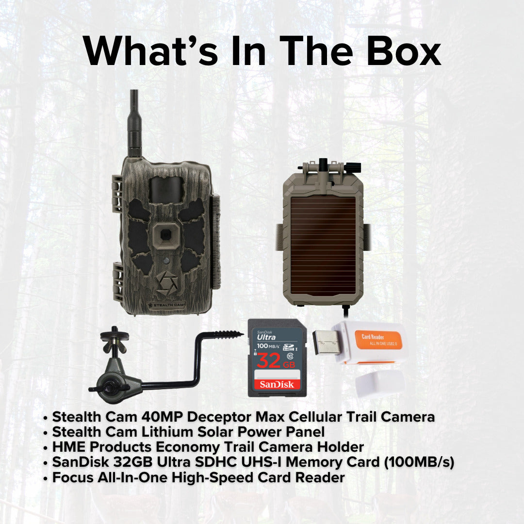 Stealth Cam 40MP Deceptor Max Cellular Trail Camera with 0.4-Second Trigger Speed Bundle