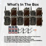 Stealth Cam 40MP Deceptor Max Cellular Trail Camera (6-Pack) with 6x Solar Power Panel Bundle