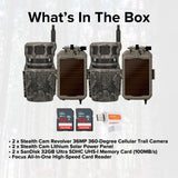 Stealth Cam Revolver 36MP 360-Degree Cellular Trail Camera (2-Pack) with Solar Power Panel Bundle