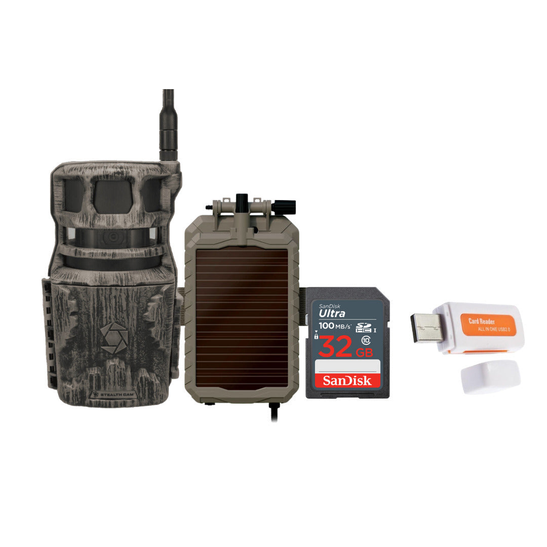 Stealth Cam Revolver 36MP 360-Degree Cellular Trail Camera with Solar Power Panel Bundle