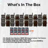 Stealth Cam Revolver 36MP 360-Degree Cellular Trail Camera (10-Pack) with Solar Power Panel Bundle