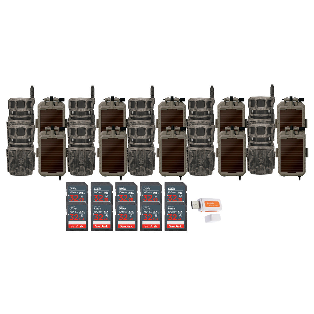 Stealth Cam Revolver 36MP 360-Degree Cellular Trail Camera (10-Pack) with Solar Power Panel Bundle