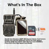 Stealth Cam Revolver 36MP 360-Degree Cellular Trail Camera with 1/4-Inch Threaded Mount Bundle