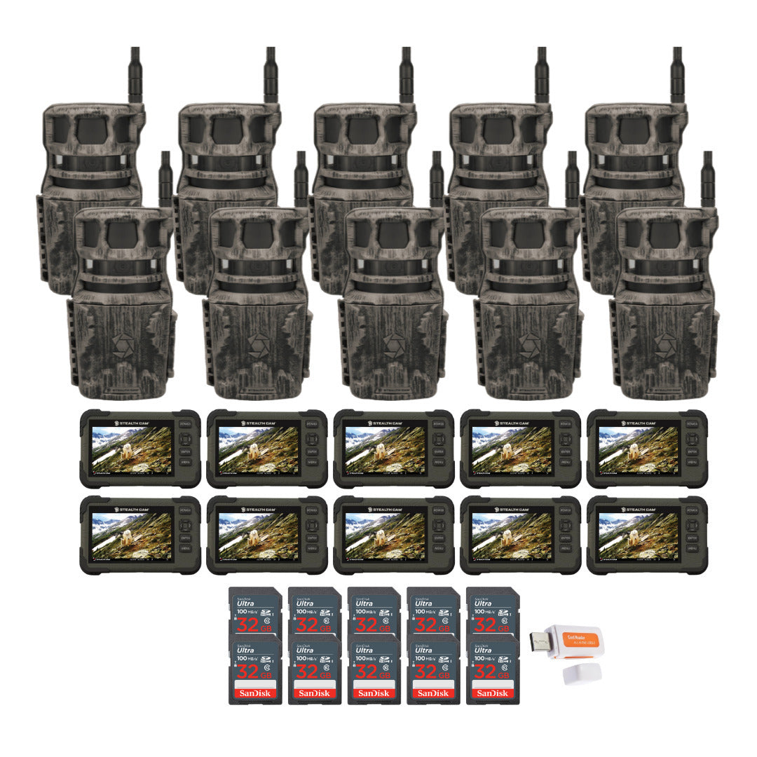 Stealth Cam Revolver 36MP 360-Degree Cellular Trail Camera with 1/4-Inch Mount (10-Pack) Bundle