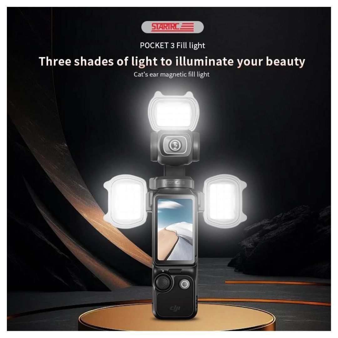 STARTRC Magnetic Fill Light with Bracket for DJI Pocket 3 with USB Charging and Portable Size (Gray)
