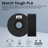 MakerBot 375-0055A Sketch Tough PLA Filament for Sketch 3D and Large 3D Printers (Black, 2.2lb)