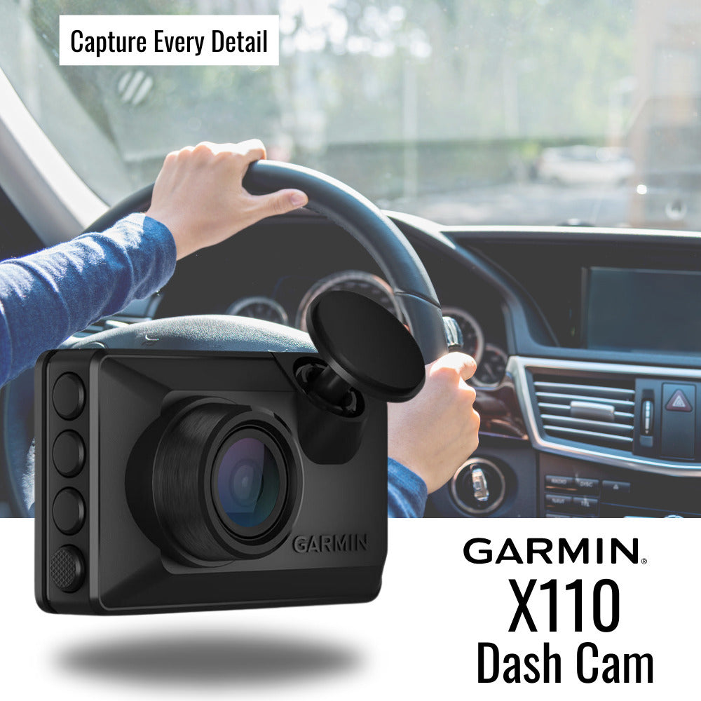 Garmin Dash Cam X110 1080p Camera with 140-Degree Field of View and Voice Control (Black) Bundle