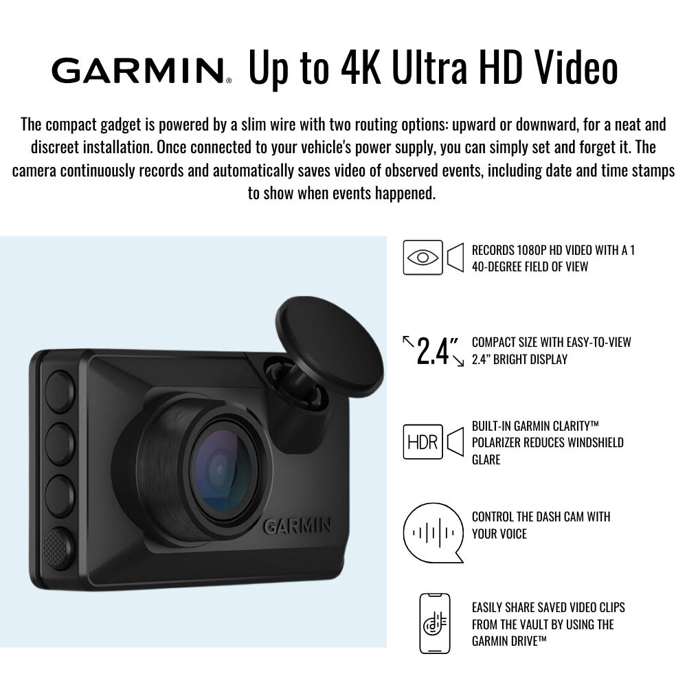 Garmin Dash Cam X110 1080p Camera with 140-Degree Field of View and Voice Control (Black) Bundle