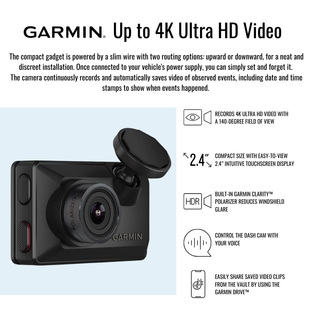 Garmin Dash Cam X310 4K Camera with 140-Degree Field of View and Voice Control (Black) Bundle