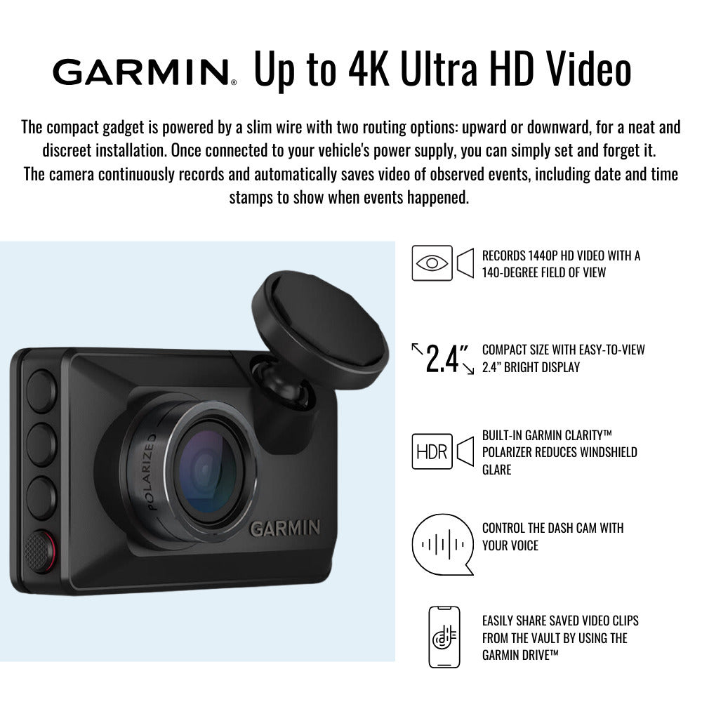 Garmin Dash Cam X210 1440p Camera with 140-Degree Field of View and Voice Control (Black) Bundle
