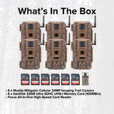 Muddy Mitigator Cellular 24MP Trail Camera with 80 Feet Detection and Flash Range (6-Pack) Bundle