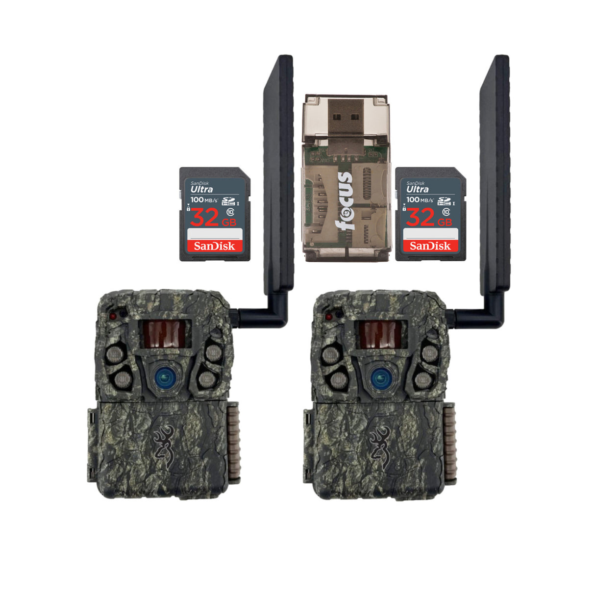 Browning Trail Camera 24MP Defender Wireless Vision Pro HD (2-Pack) with 2x 32GB Memory Card Bundle
