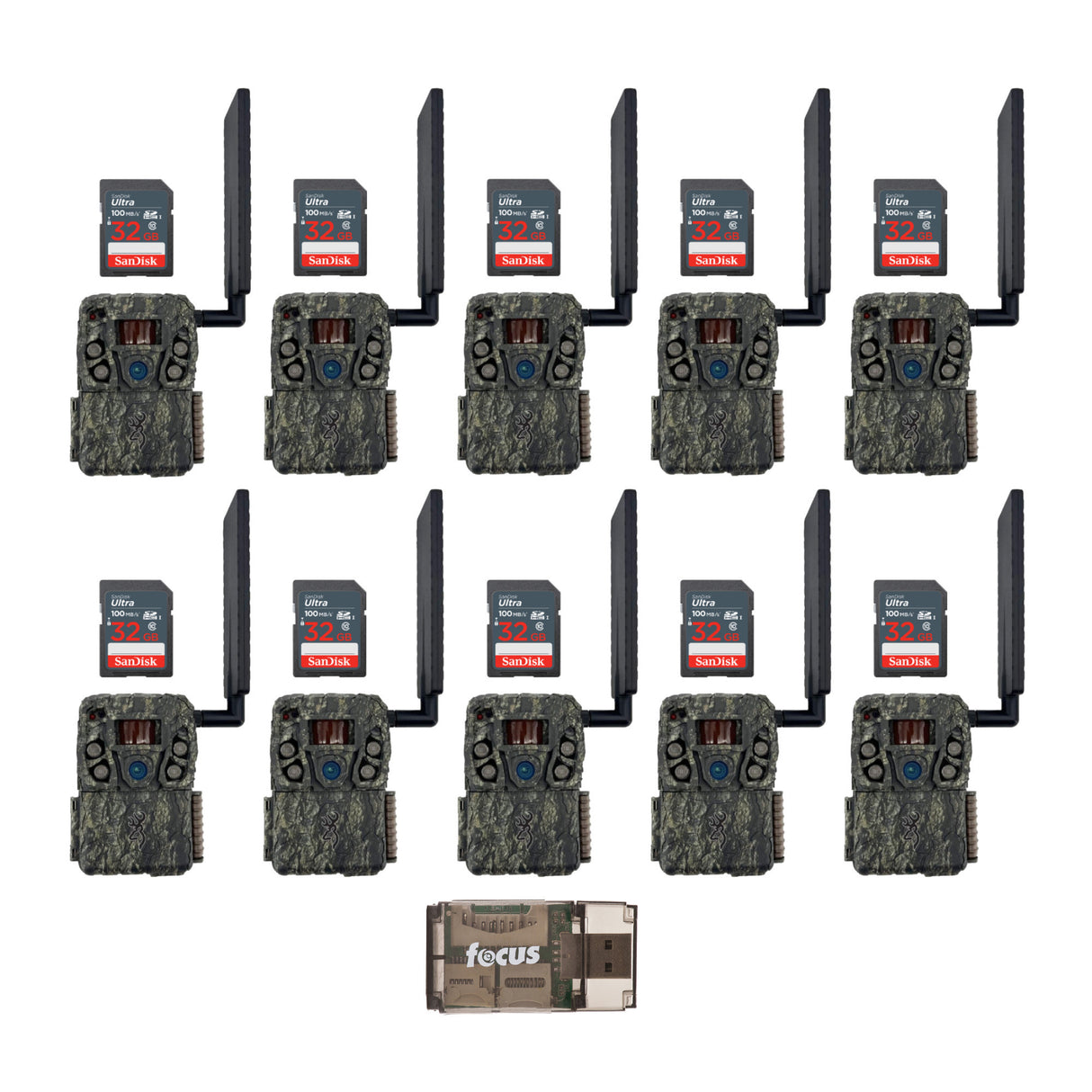 Browning Trail Camera 24MP Defender Wireless Vision Pro HD (10-Pack) with 10x Memory Card Bundle