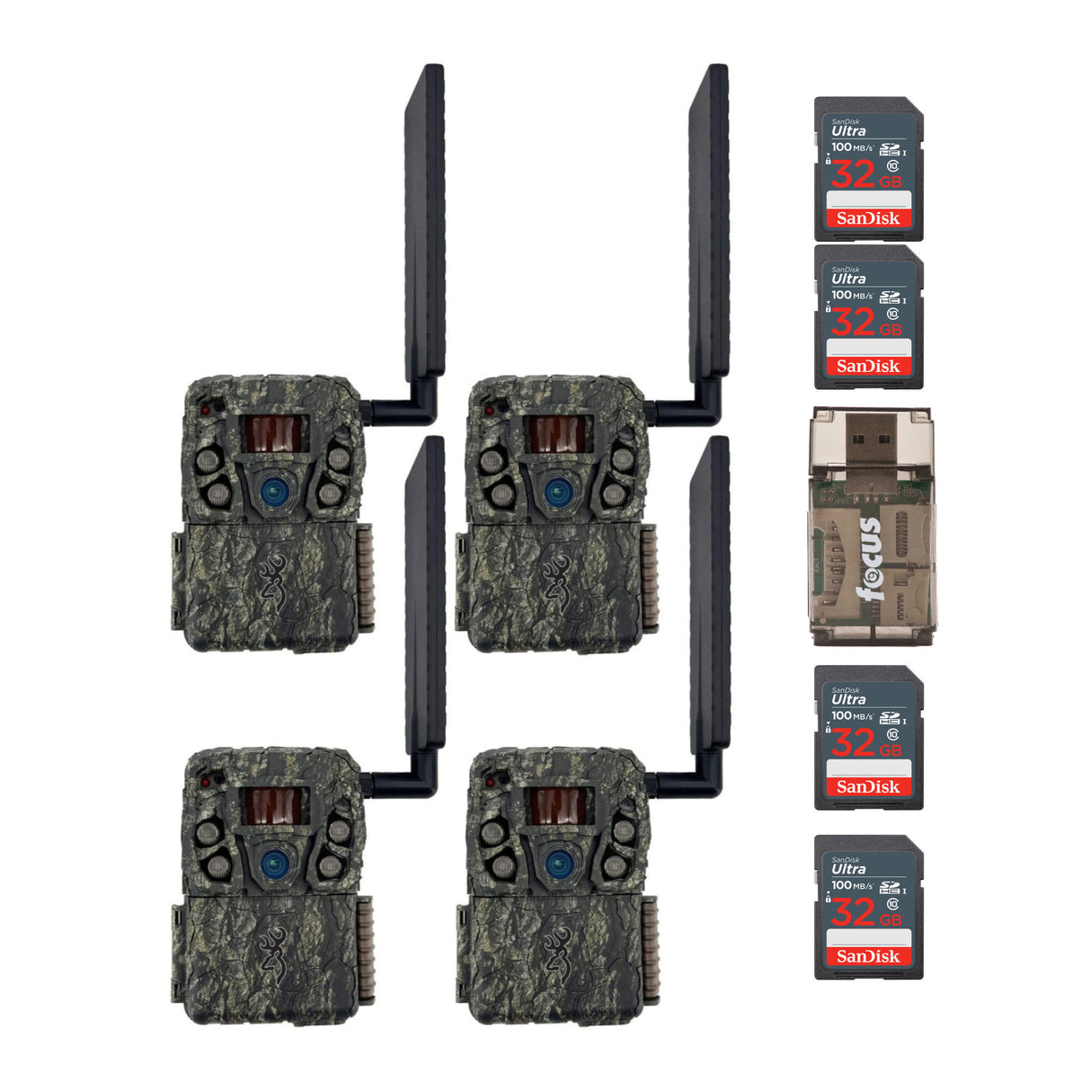 Browning Trail Camera 24MP Defender Wireless Vision Pro HD (4-Pack) with 4x Memory Card Bundle
