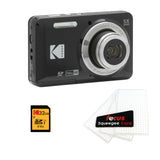 Kodak PIXPRO Friendly Zoom FZ55 Digital Camera (Black) with Digital Camera Screen Protectors Bundle