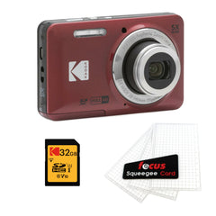 Kodak PIXPRO Friendly Zoom FZ55 Digital Camera (Red) with Digital Camera Screen Protectors Bundle