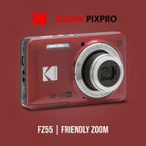 Kodak PIXPRO Friendly Zoom FZ55 Digital Camera (Red) with Digital Camera Screen Protectors Bundle