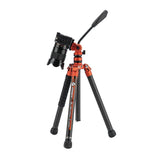 Fotopro X-Aircross 3 Video Tripod with 3K Carbon Fiber Legs and Fast Locking System (Orange)