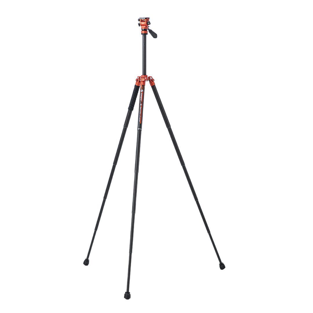 Fotopro X-Aircross 3 Video Tripod with 3K Carbon Fiber Legs and Fast Locking System (Orange)