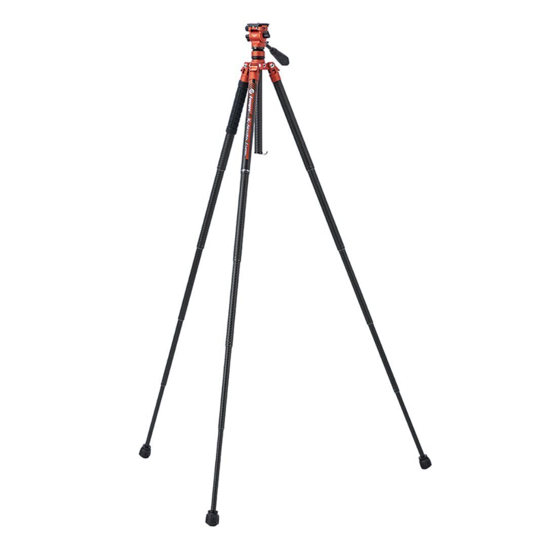 Fotopro X-Aircross 3 Video Tripod with 3K Carbon Fiber Legs and Fast Locking System (Orange)