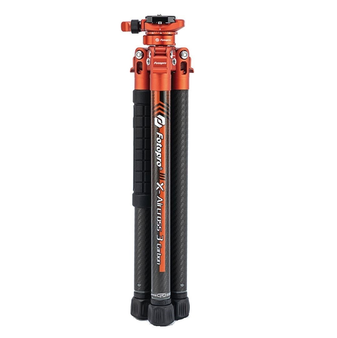 Fotopro X-Aircross 3 Lite Tripod with 3K Carbon Fiber Legs and Fast Locking System (Orange)