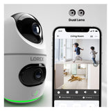 Lorex 2K Dual Lens Indoor Pan-Tilt 32GB Cloud-Enabled Wi-Fi Security Camera with IR Vision (White)