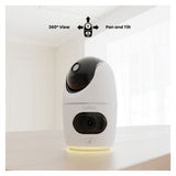 Lorex 2K Dual Lens Indoor Pan-Tilt 32GB Cloud-Enabled Wi-Fi Security Camera with IR Vision (White)